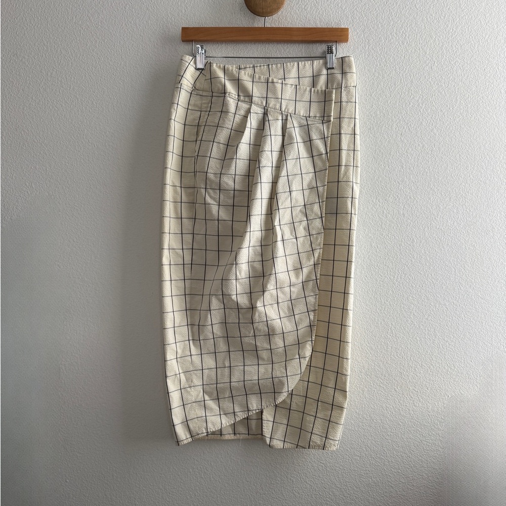 Tibi Windowpane Wrap Skirt